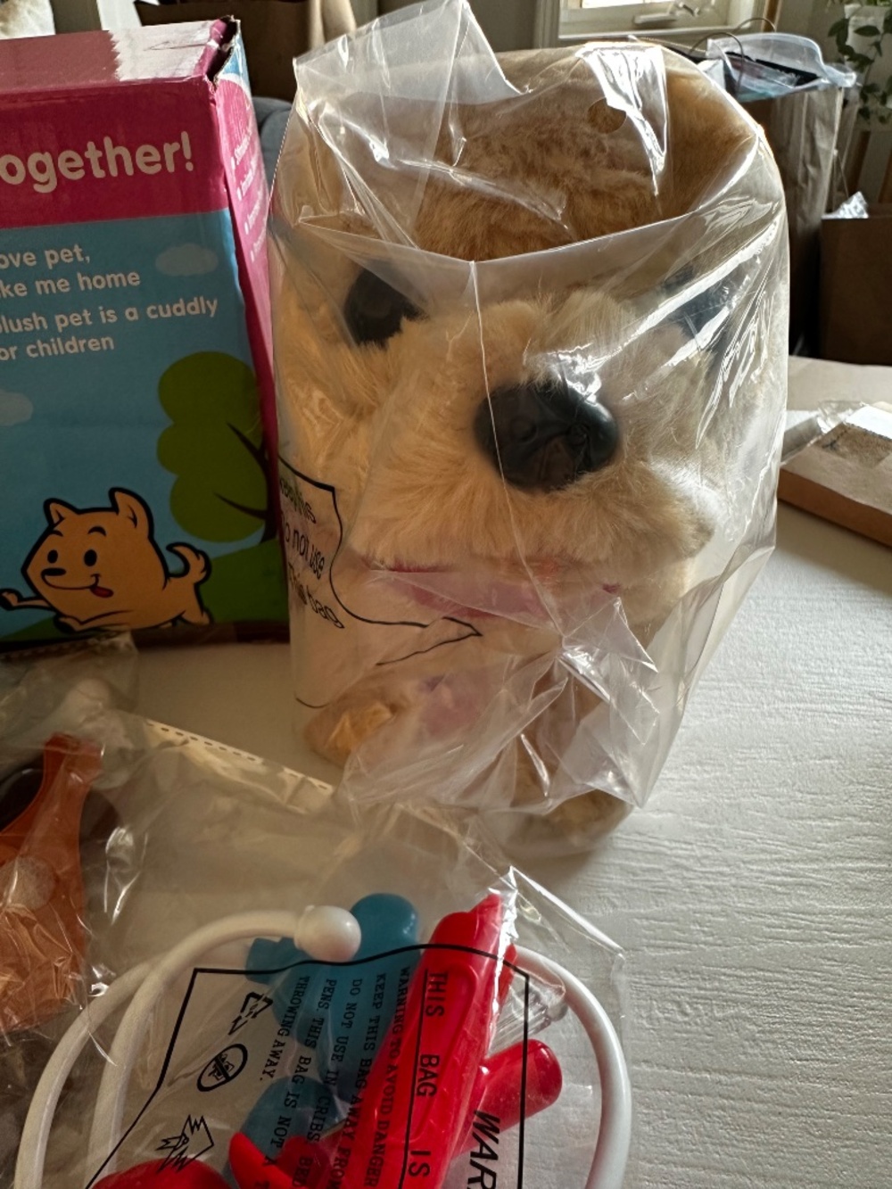Kids Plush Puppy Pet Care Play Set Toy Dog Accessories Vet Pretend Play New - Picture 5 of 5